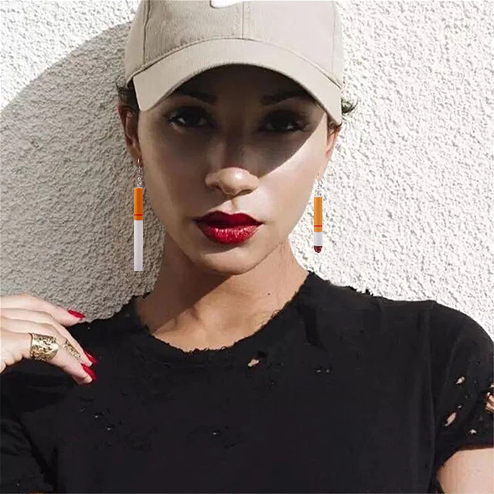 Funny Cigarette Butts Earrings Set - 3 Pairs Punk Drop Dangle Earrings for Women & Men | Unique Unisex Wacky Jewelry Gift | Perfect for Halloween, Cosplay, Parties & Punk Fashion