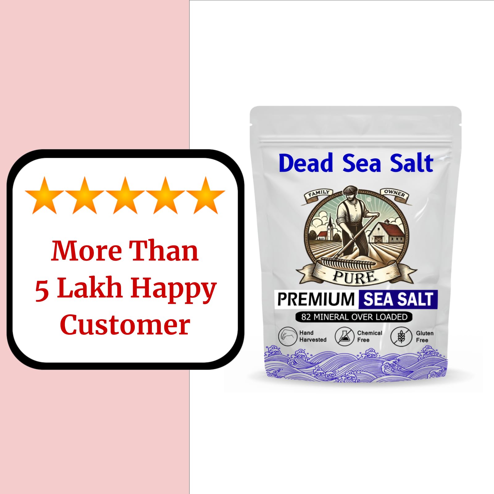 Dead Sea Salt for Psoriasis Relief - Mineral-Rich Bath Salt for Skin Healing & Hydration - 82 Minerals Coarse Grain - Perfect for Eczema Treatment & Relaxing Spa Soaks