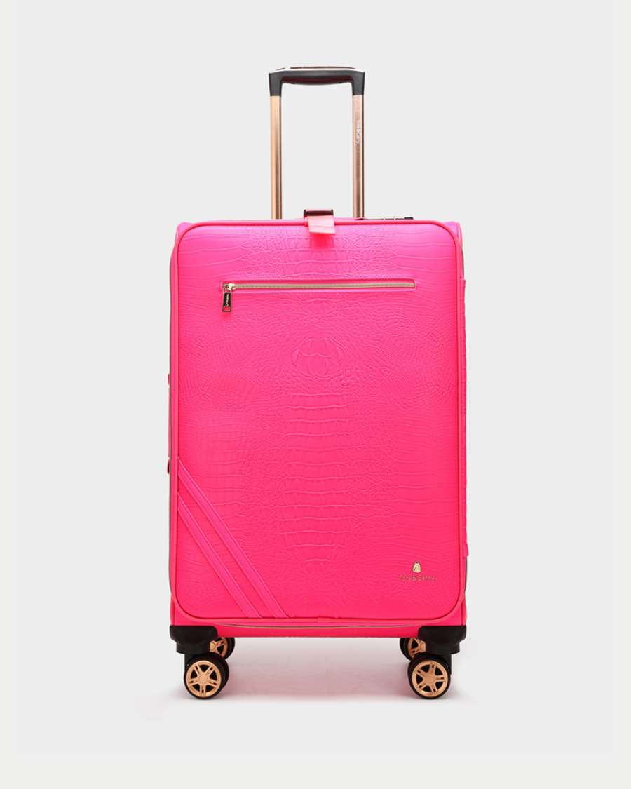 Apollo 2-Piece Suitcase Set in Vibrant Neon Pink - Perfect for Travel, Vacations & Business Trips