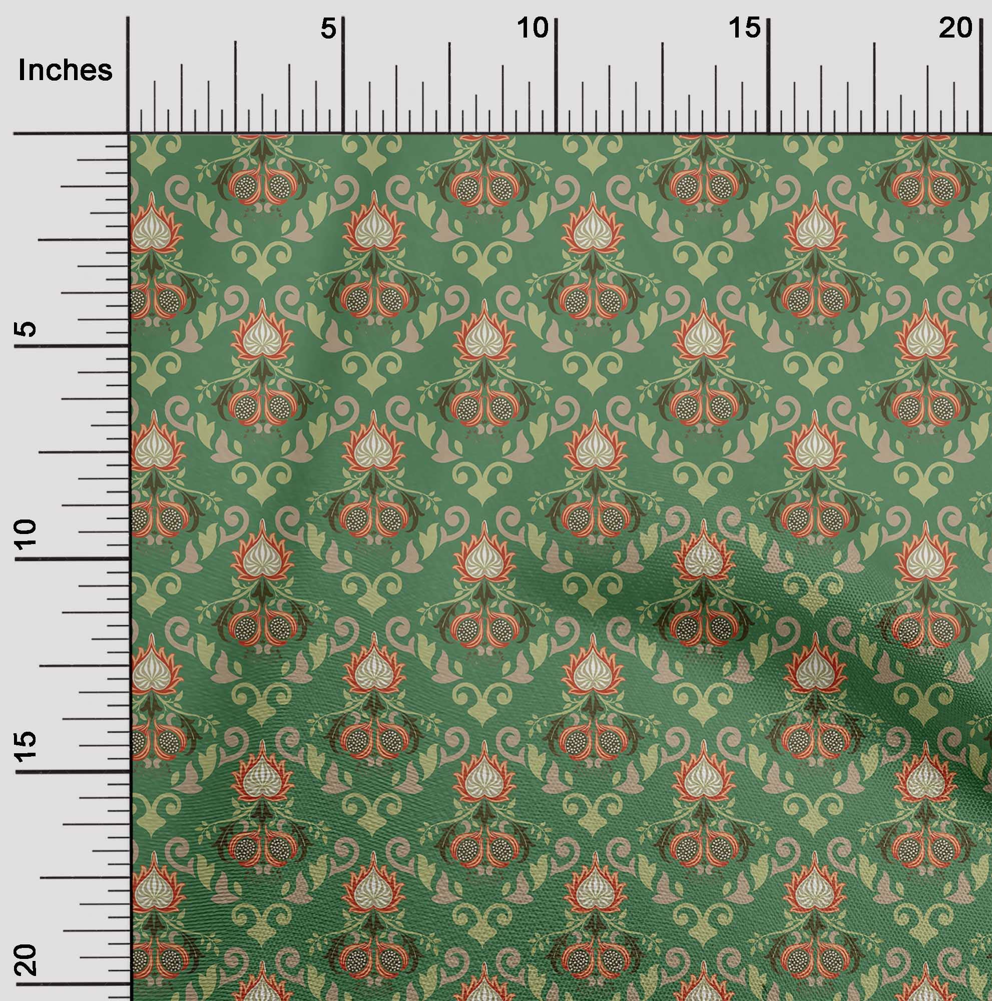 oneOone Polyester Spandex Green Suzani Print Fabric - 56 Inch Wide Sewing Material for DIY Clothing, Dresses & Home Decor | Soft Stretch Fabric by The Yard for Crafts, Quilting & Upholstery Projects