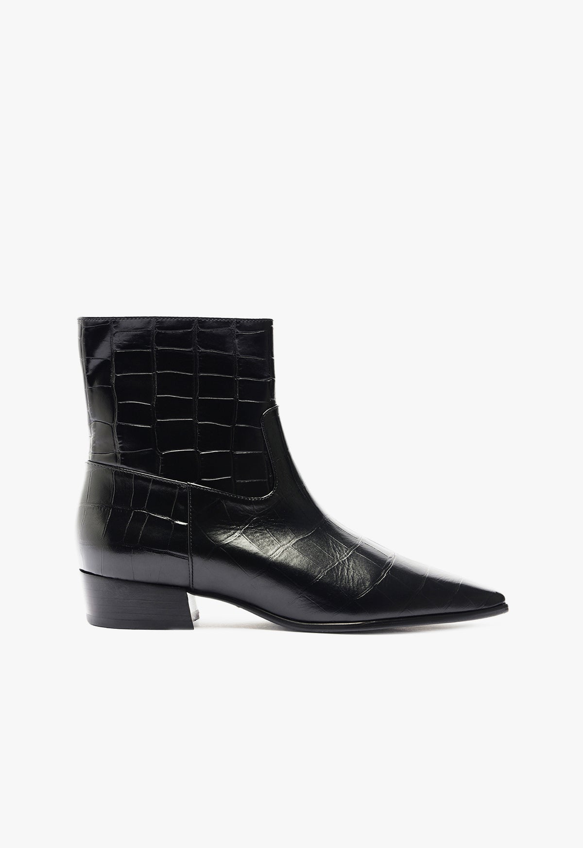 Helena Crocodile Embossed Leather Bootie - Low Heel Women's Ankle Boots (Style F24, Code S2204400010001) | Perfect for Office, Party & Casual Wear