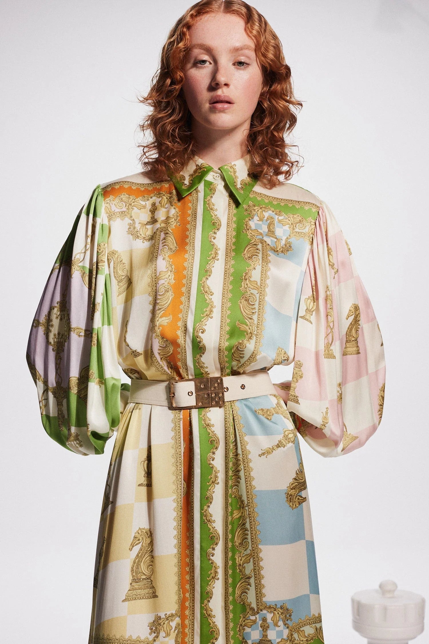 Checkmate Silk Shirtdress for Women - Elegant Long Sleeve Button Down Dress for Office, Party & Special Occasions