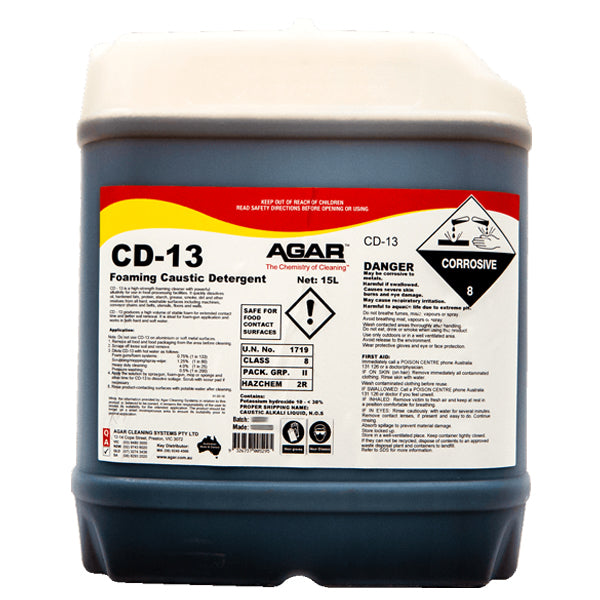 Agar CD 13 Foaming Caustic Detergent - Professional Cleaning Solution for Commercial Kitchens & Food Processing Equipment | Heavy-Duty Degreaser for Industrial Use