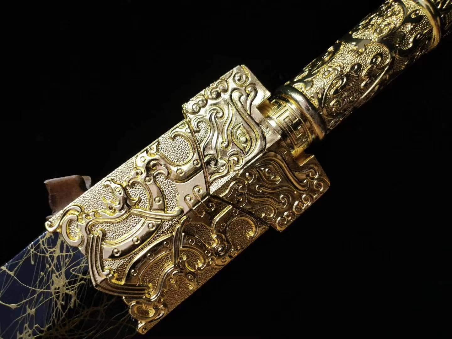 Premium Chinese Han Sword - Medium Carbon Steel Etched Blade with Alloy Fittings - Authentic Kung Fu Weapon & Collector's Gift for Martial Arts Enthusiasts, Historical Reenactments, and Home Decor Display