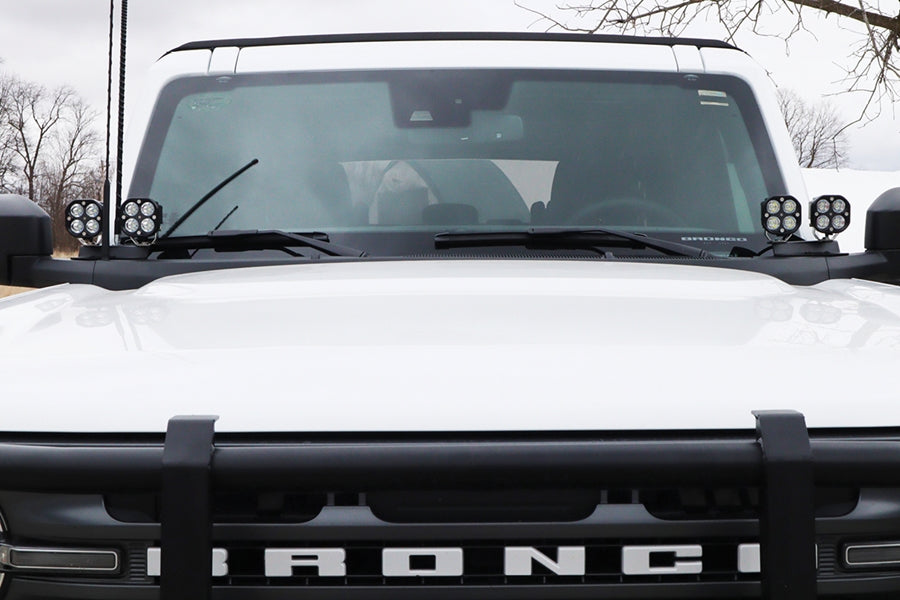 Ford Bronco LOD Offroad Black Ops Double A Pillar Light Mount Bracket - Heavy Duty Bare Steel for Off-Roading & Night Driving Adventures
