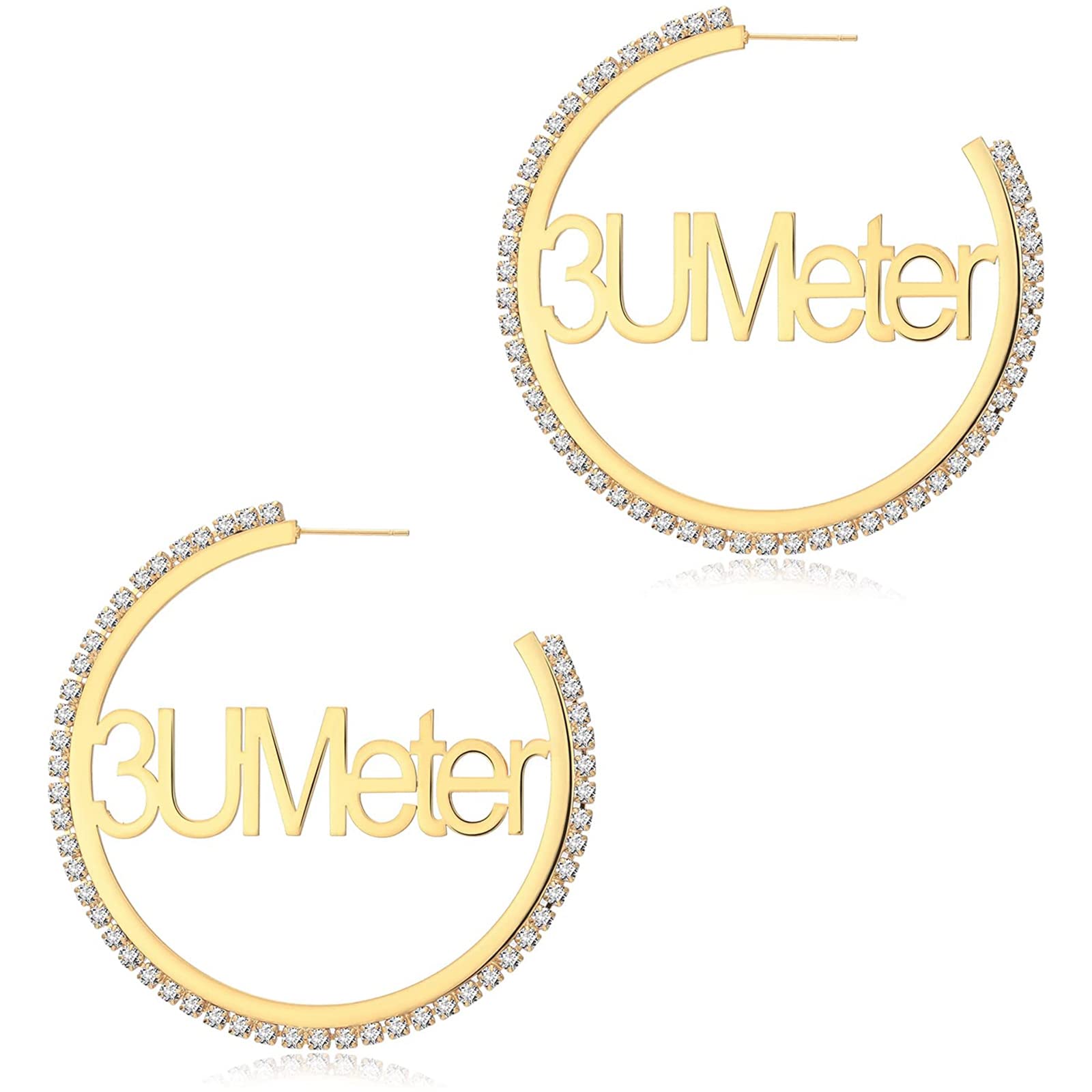 3UMeter Personalized Bamboo Earrings for Women & Girls - Custom Name Jewelry, 18K Gold Plated Fashion Earrings - Perfect Gift for Birthdays, Anniversaries & Special Occasions