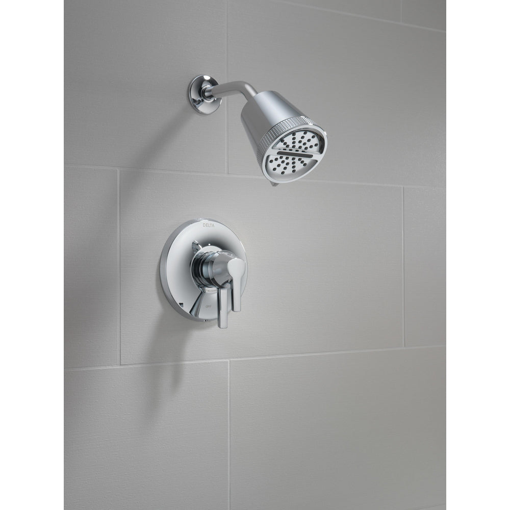 Delta Lumicoat Chrome 3-Setting Shower Head 52386 - High Pressure Rainfall, Massage & Water Saving Modes for Relaxing Bathroom Experience