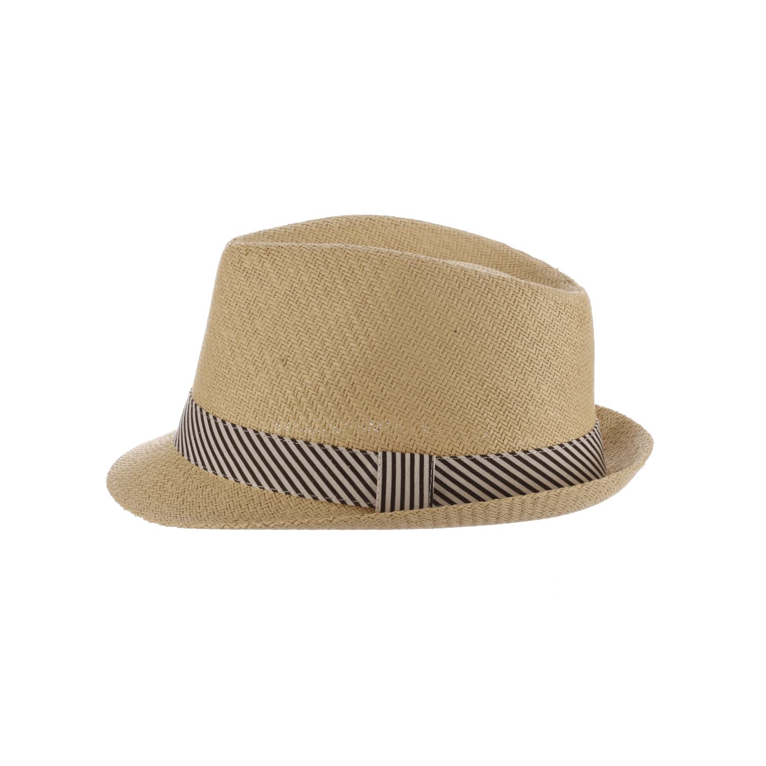 Panama Jack Women's Fedora Hat - Soft Matte Toyo Straw Sun Hat with Striped Cotton Band & Sweatband, 1 3/4
