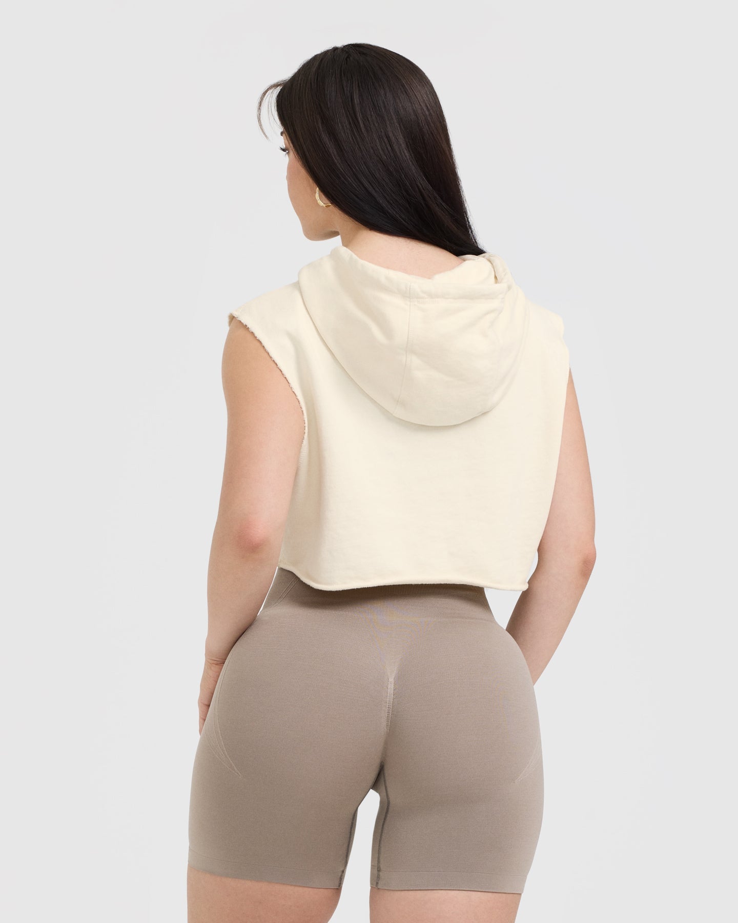 Raw Lounge Sleeveless Crop Hoodie for Women - Soft Oversized Pullover Sweatshirt | Off White | Perfect for Yoga, Gym & Casual Streetwear