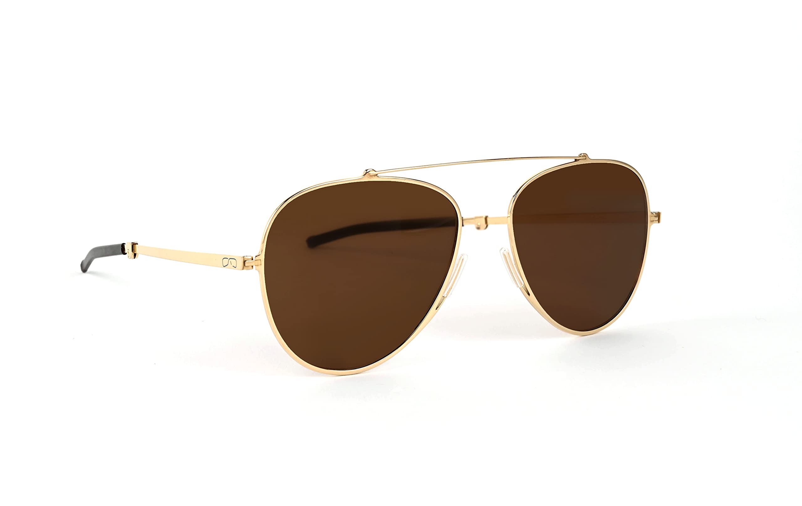 ThinOptics Milano Aluminum Case & Aviator Sunglasses - Gold Frame with Brown Lens (54mm) | Premium UV Protection for Driving, Travel & Outdoor Activities