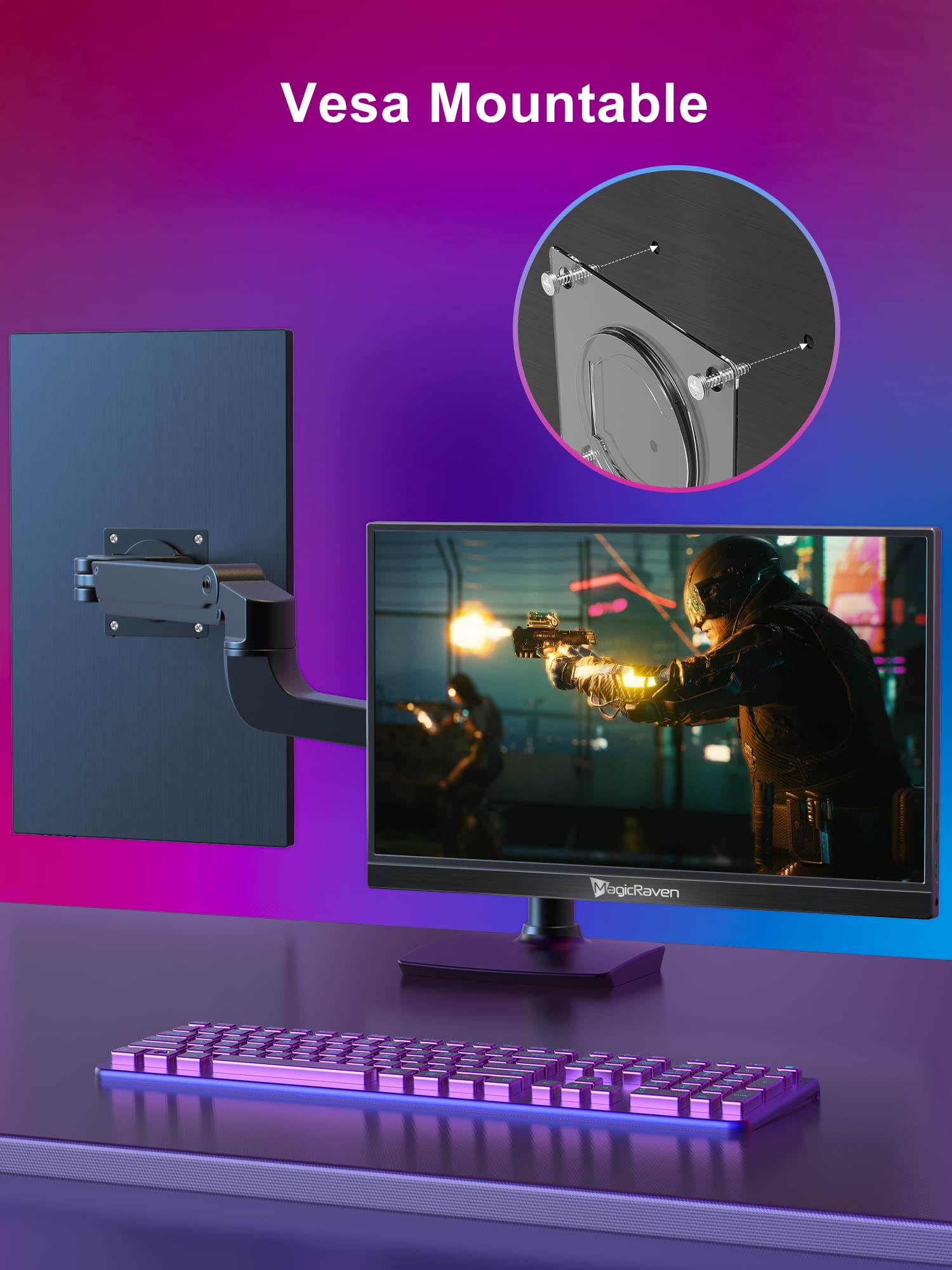 17.3 Inch 144Hz Portable Gaming Monitor - 1080P FHD USB C HDMI Second Screen with Built-in Speakers | VESA Mountable Travel Display for PS5, Xbox, Switch, MAC, PC & Mobile Gaming | Perfect for Work, Travel & Multi-Tasking