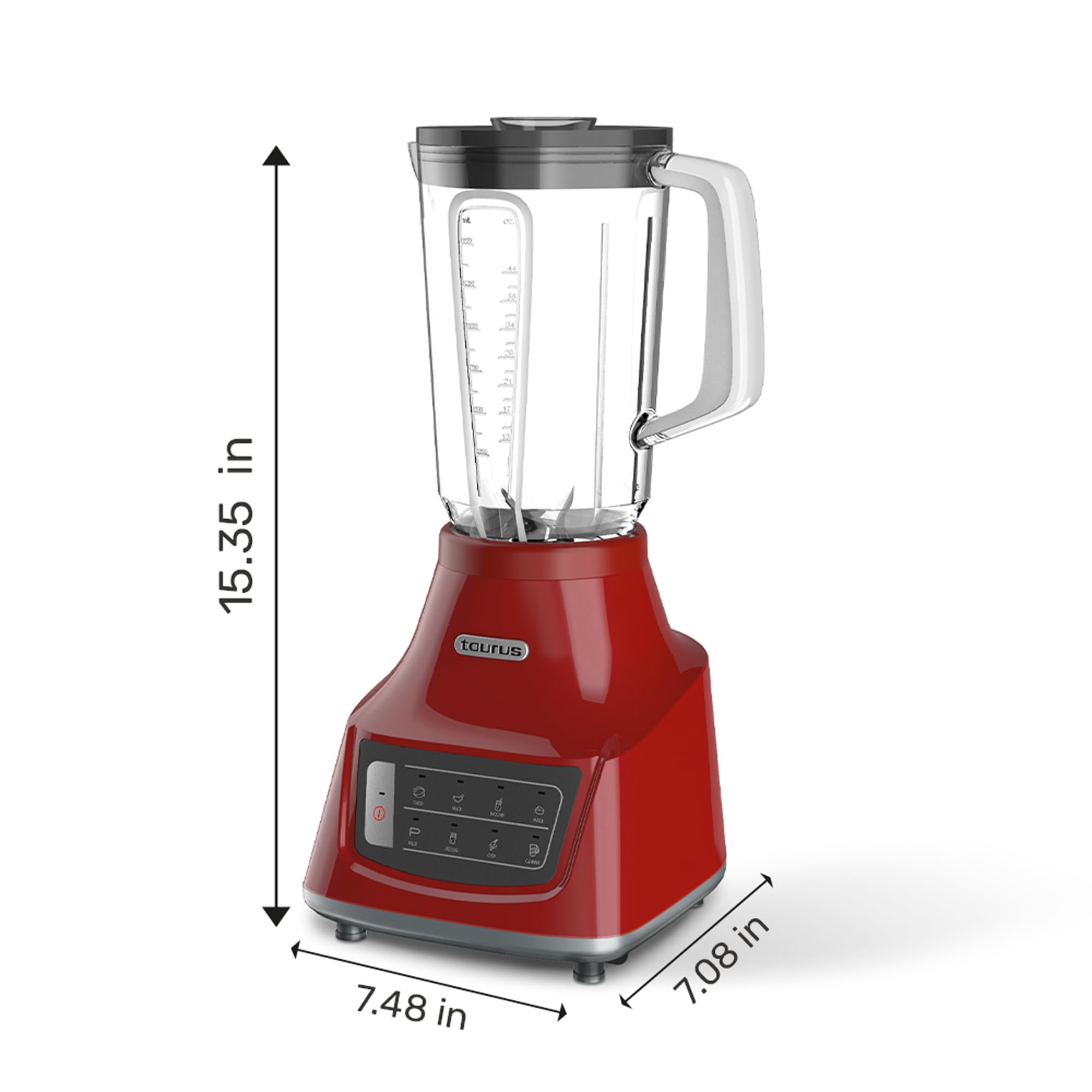 Taurus GRANDEUR TOUCH 48 oz (1.5L) Countertop Blender - 8 Speeds, Smart Touch Controls, 6 Pre-Set Programs, Turbo & Pulse - Durable BPA-Free Jar for Smoothies, Sauces, Soups & Ice Crushing - Perfect for Kitchens, Restaurants & Healthy Lifestyles