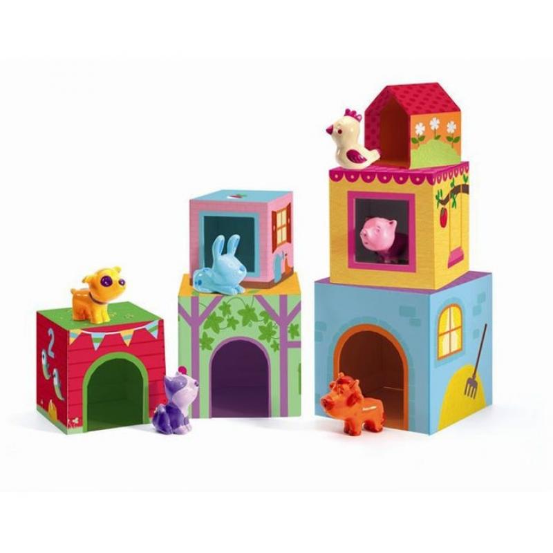 Topanifarm Stacking Cubes - Educational Wooden Building Blocks for Toddlers, Kids & Babies - Perfect for Early Learning, Montessori Play & Nursery Decor