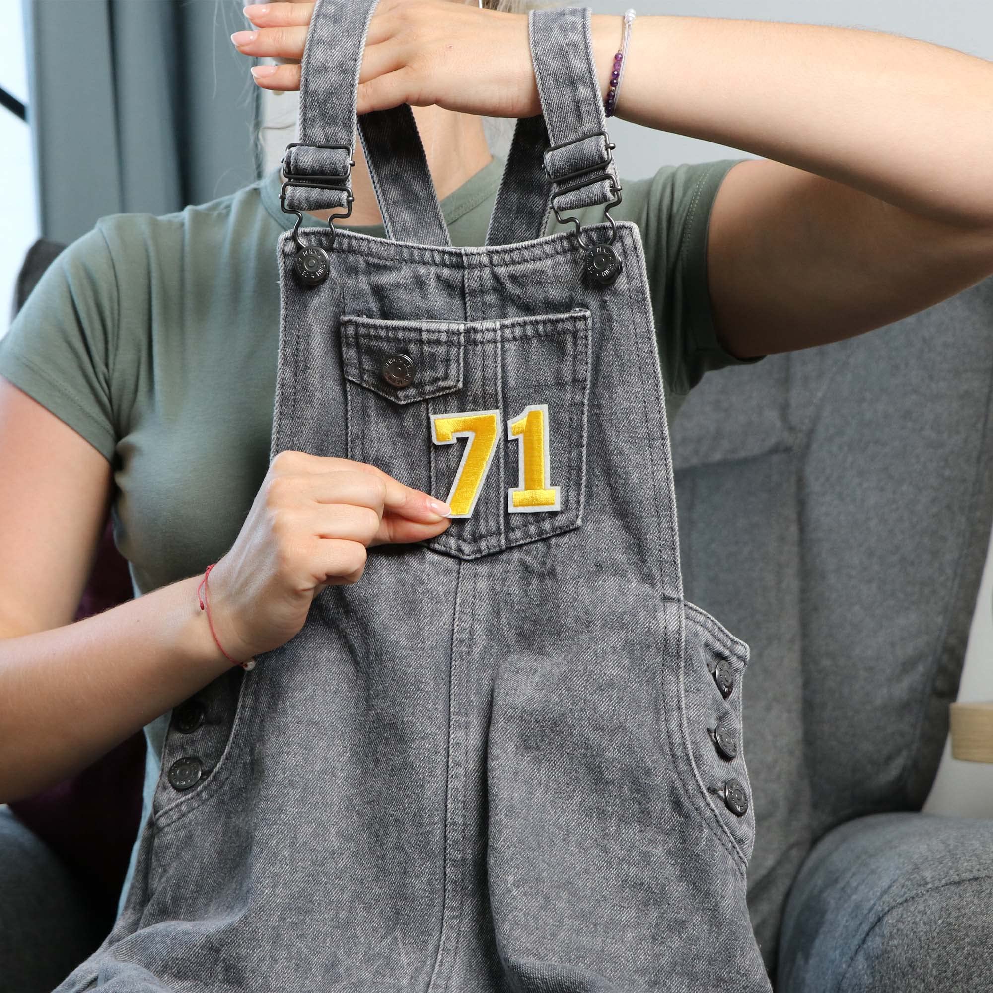 Yellow Number 7 Iron On Patches - 10 Pack Embroidered Sew On Clothing Patches for DIY Repair & Customization - Perfect for Jeans, Jackets, Backpacks & Kids Clothes