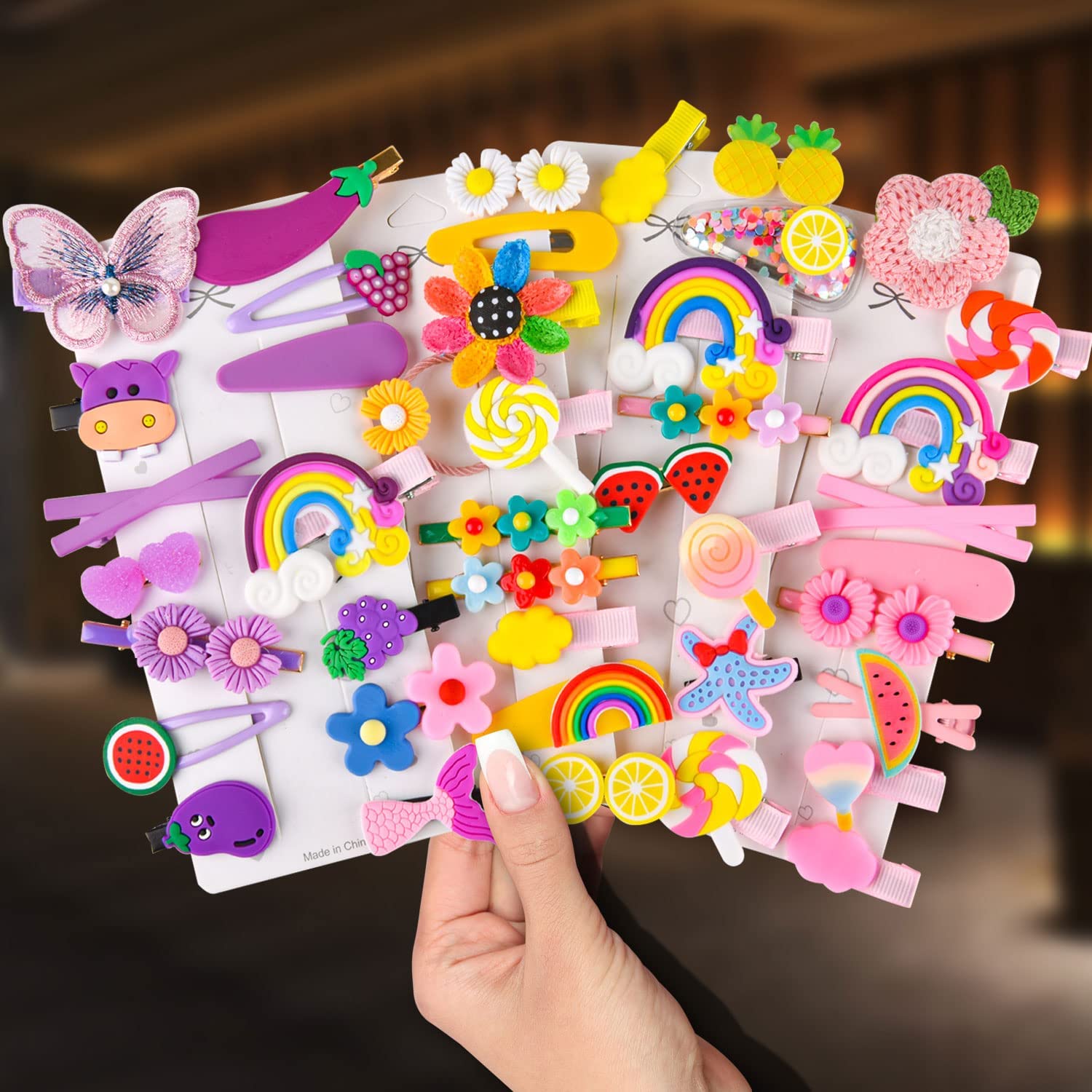 14PCS Baby Hair Clips Set - Cute Flower Rainbow Candy Fruit Butterfly Barrettes for Toddler Girls | Hair Accessories for Styling & Everyday Wear | Perfect for Parties, School & Photo Shoots