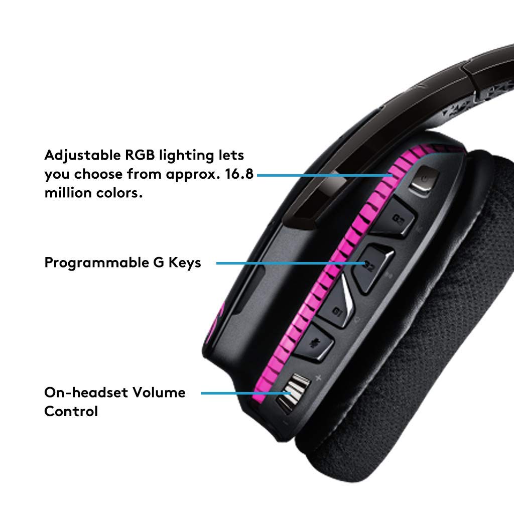 Logitech G933 Artemis Spectrum RGB 7.1 Surround Sound Wireless Gaming Headset - Certified Refurbished - Perfect for PC, PS4, Xbox & Esports Tournaments