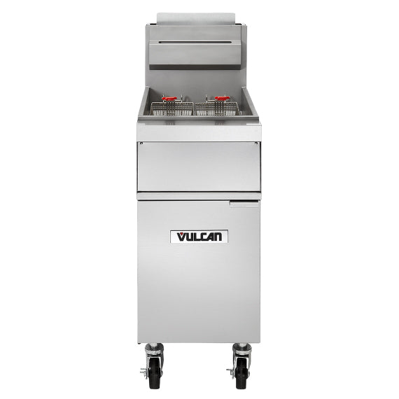 Vulcan 1GR45M 2 45 Lb. Commercial Natural Gas Floor Fryer - 120,000 BTU High Capacity for Restaurants & Catering Businesses - Perfect for Deep Frying Chicken, Fish & French Fries