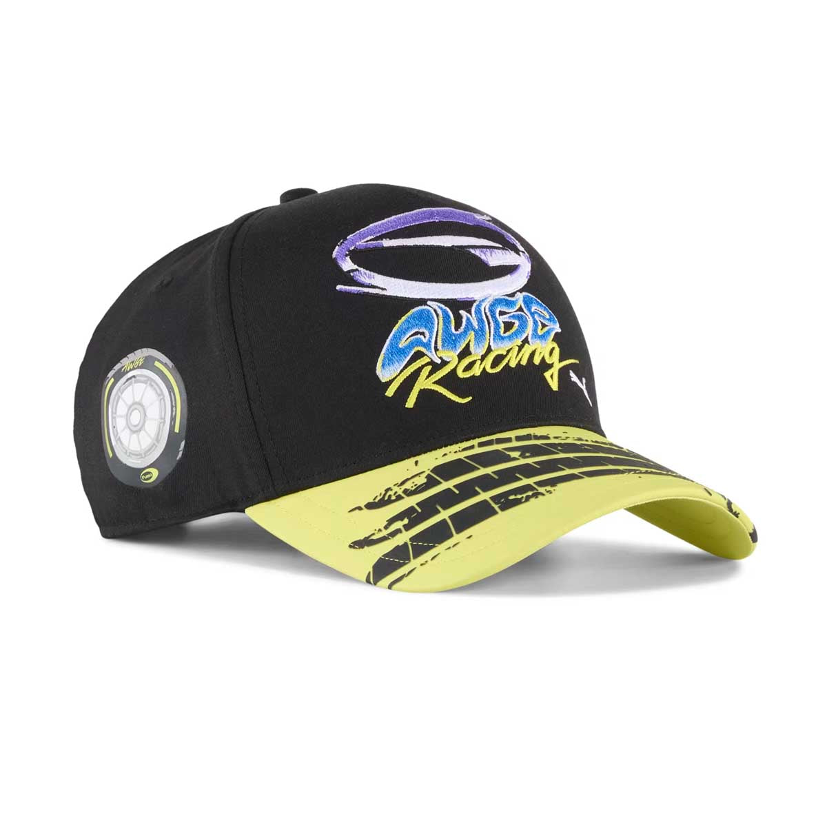 AWGE x PUMA Black Lime Sheen Snapback Cap - ASAP Rocky Official Merch - Hip Hop Streetwear Accessories for Men & Women - Perfect for Concerts, Festivals, and Urban Fashion