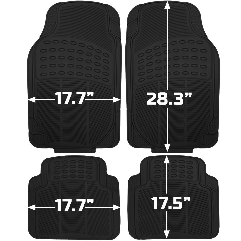 Premium Heavy Duty Rubber Floor Mats for Trucks, Sedans & SUVs - All Weather Protection, Non-Slip Design (Black) - Perfect for Off-Road, Daily Commute & Family Road Trips