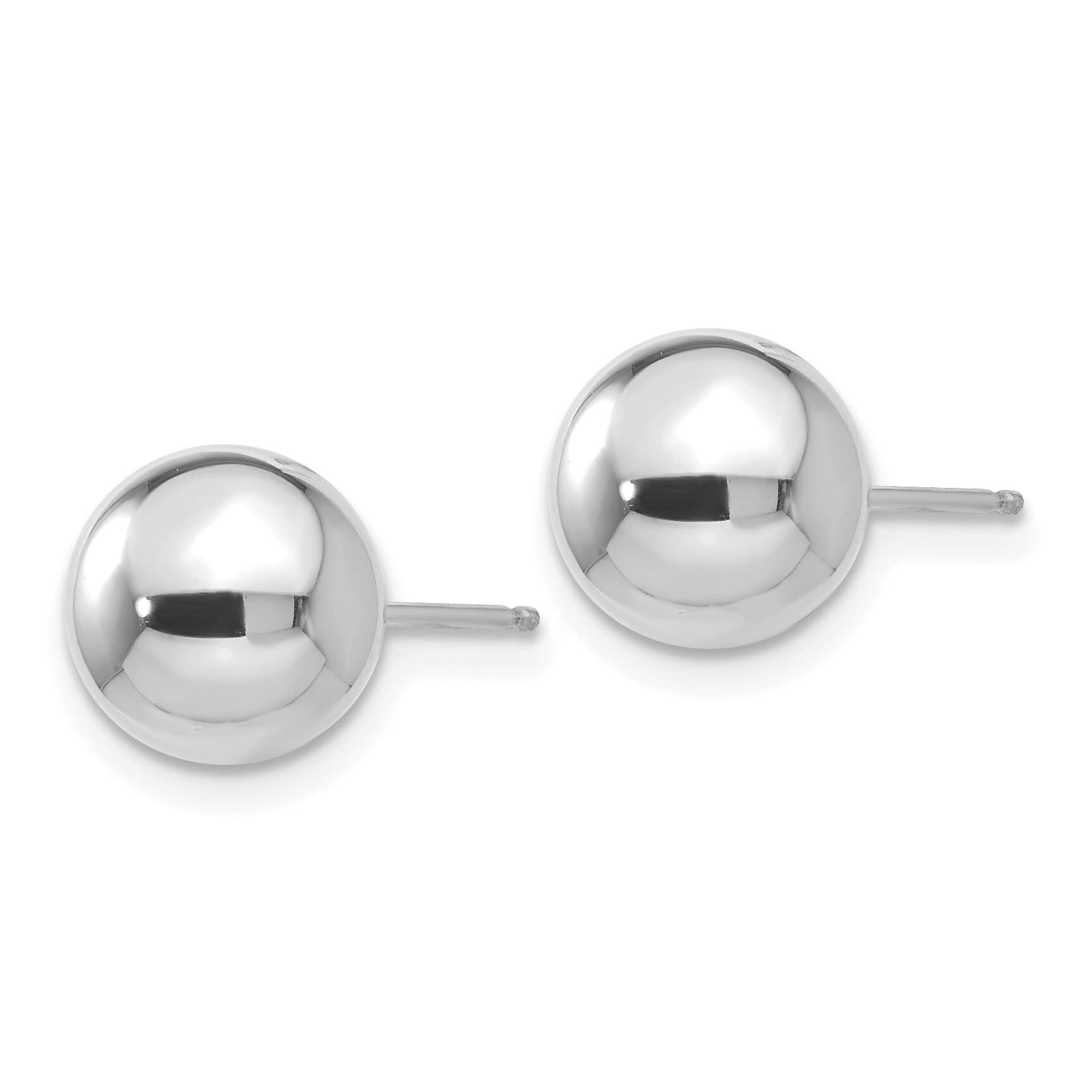14K White Gold 8mm Ball Stud Earrings - Classic Minimalist Jewelry for Women, Perfect for Everyday Wear, Parties & Gifts