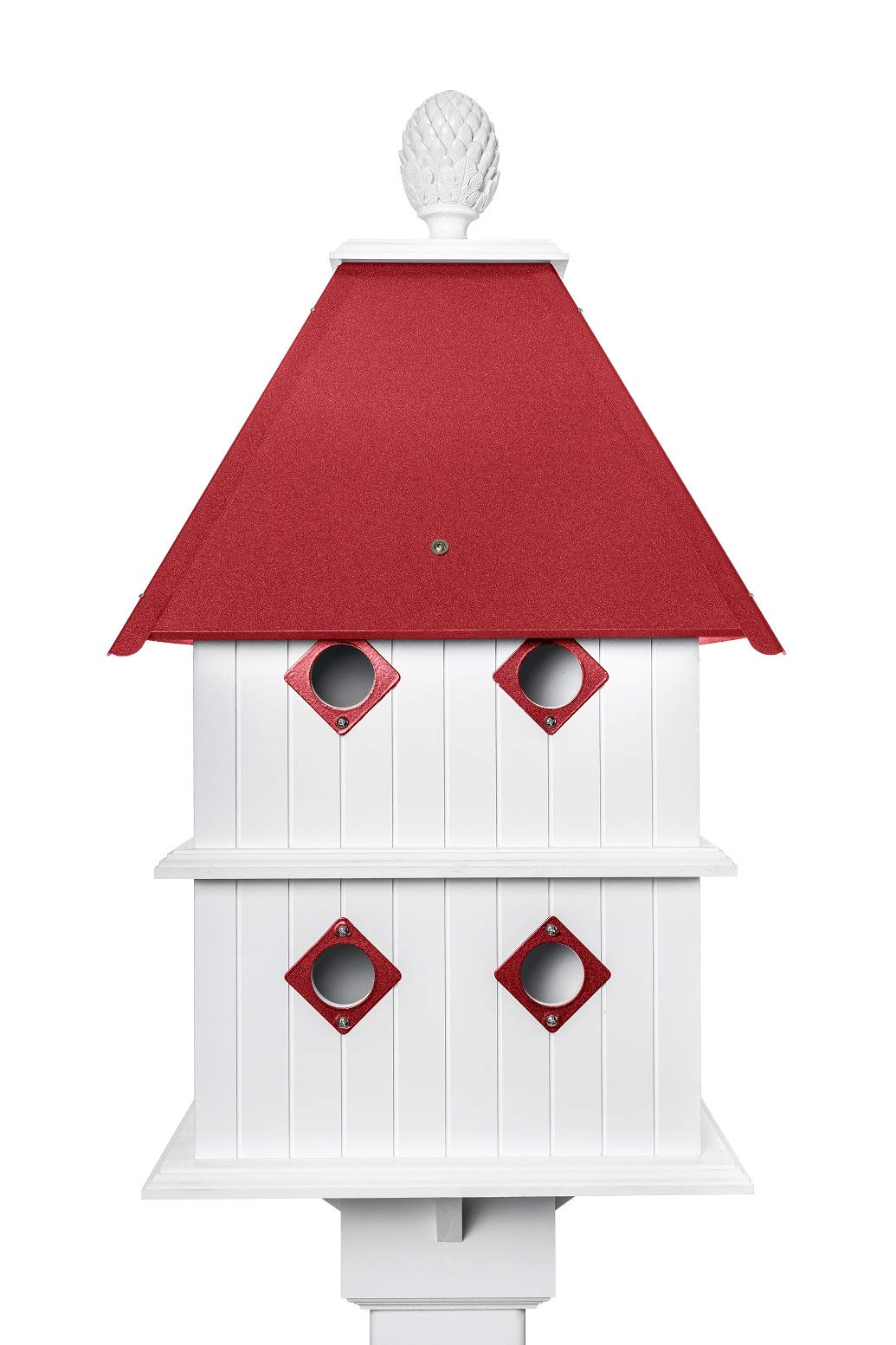 Premium Manor Bird House in Merlot Red - Handcrafted Wooden Birdhouse for Outdoor Garden Decoration - Attract Wild Birds & Enhance Your Backyard Aesthetic