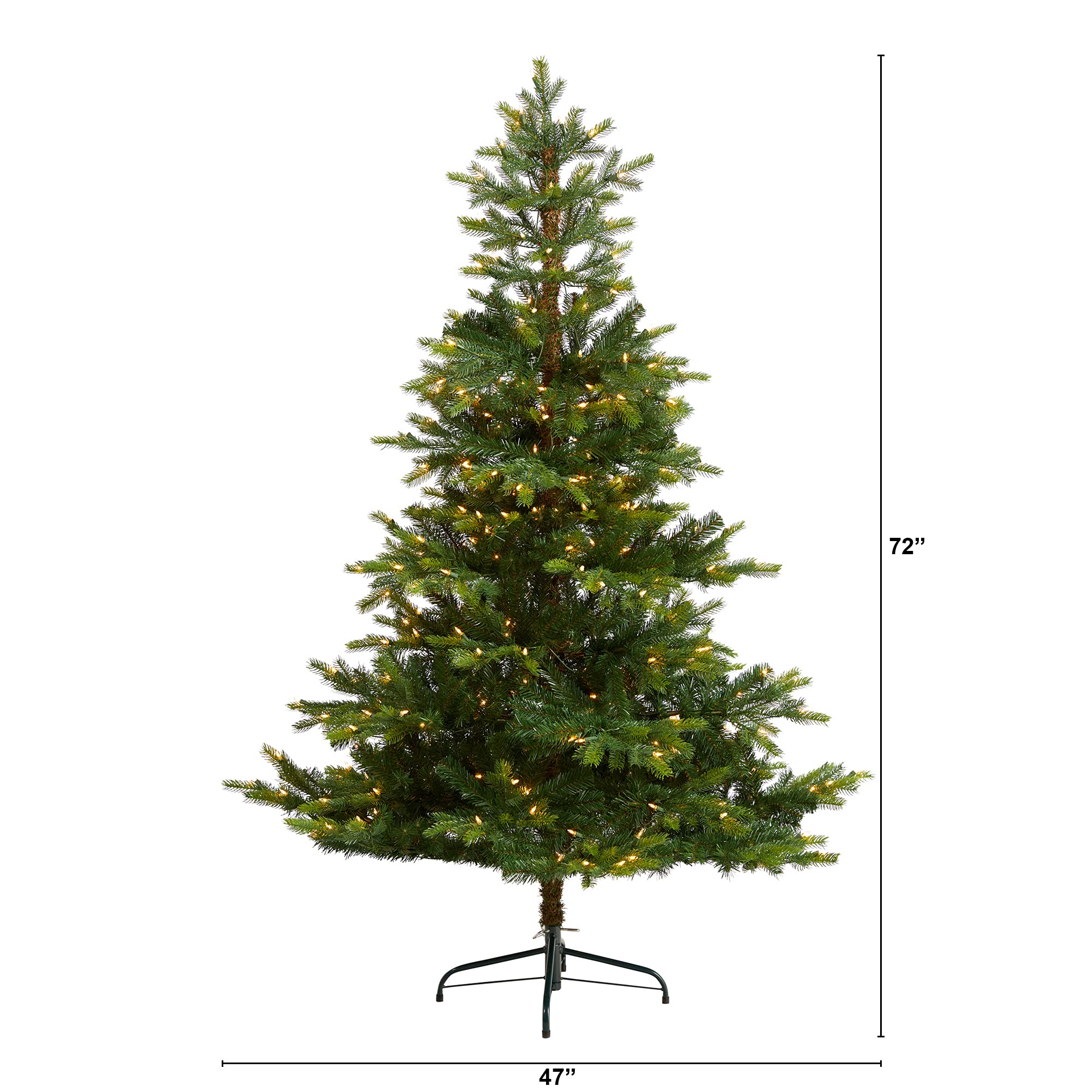 Nearly Natural 6ft Pre-Lit Artificial Christmas Tree - 350 Clear Lights & 631 Bendable Branches | Realistic NC Spruce Design for Holiday Home Decor, Office, and Party Decoration