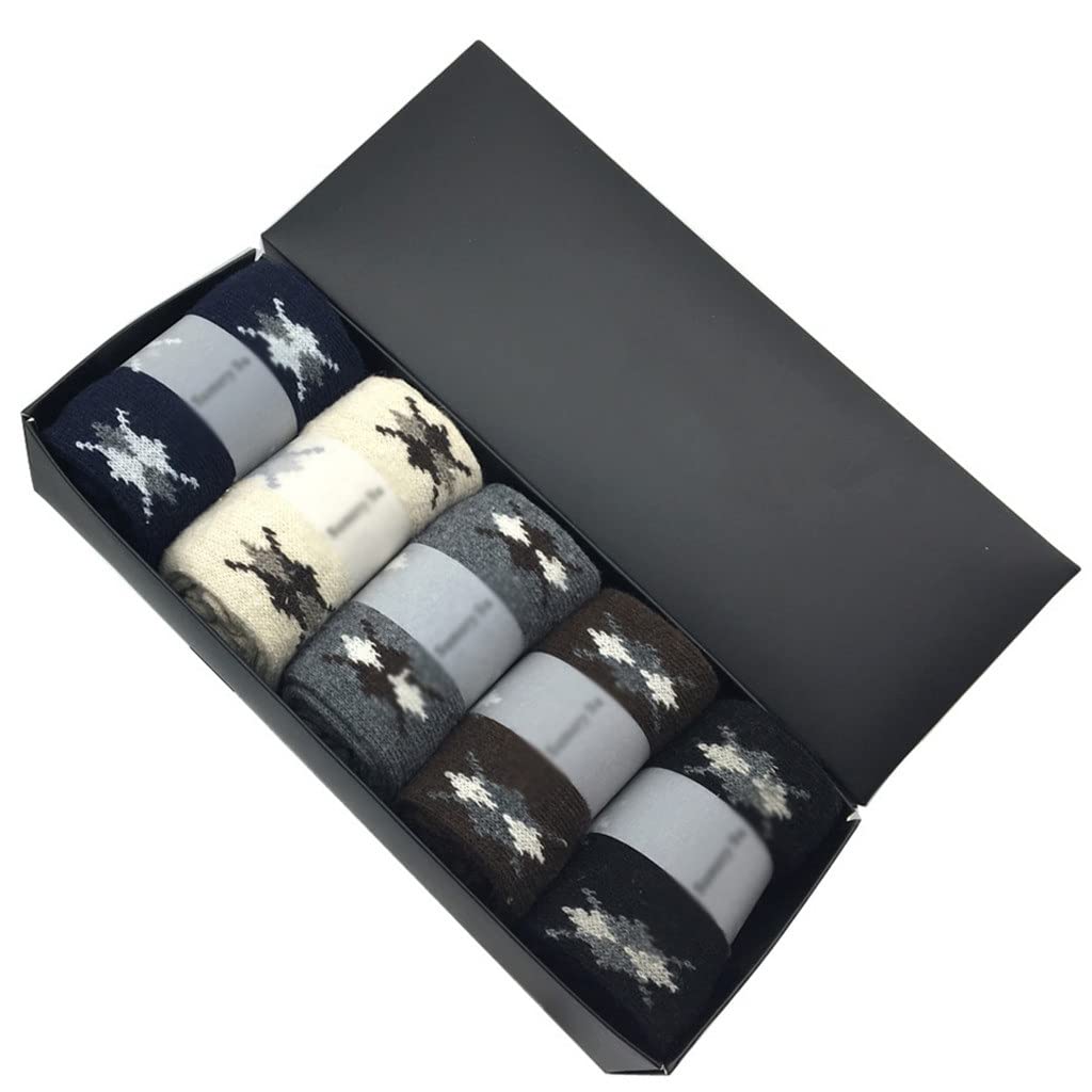 Premium 5-Pack Men's Wool Cashmere Winter Socks - Ultra Warm & Comfortable Thermal Socks for Hiking, Skiing & Cold Weather - Perfect Gift for Him (One Size, Assorted Colors)