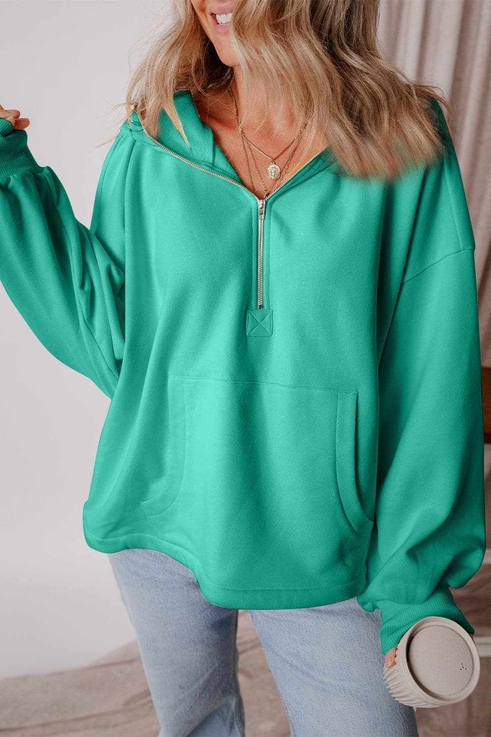 Men's Casual Half Zip Hoodie with Kangaroo Pockets - Lightweight Pullover for Outdoor Activities & Lounge Wear