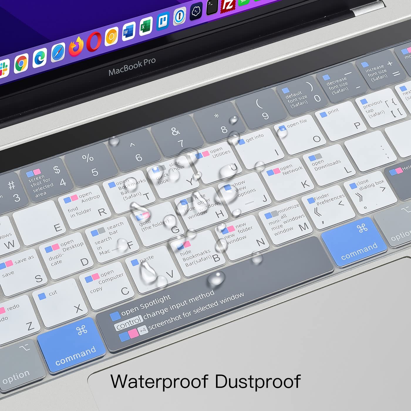 CaseBuy MacBook Pro 13 inch Keyboard Cover with Shortcut Hot Keys - Compatible with 2020-2023 Models (Intel/M1/M2 Chip, A2338 A2289 A2251) - Durable Keyboard Protector for Work, Study & Travel