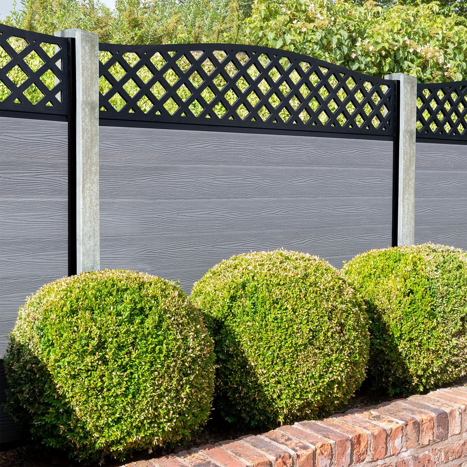 Classic High Wave Fence Panel - Light Grey Vinyl Privacy Fence for Concrete Posts | Durable Outdoor Garden & Backyard Fencing Solution