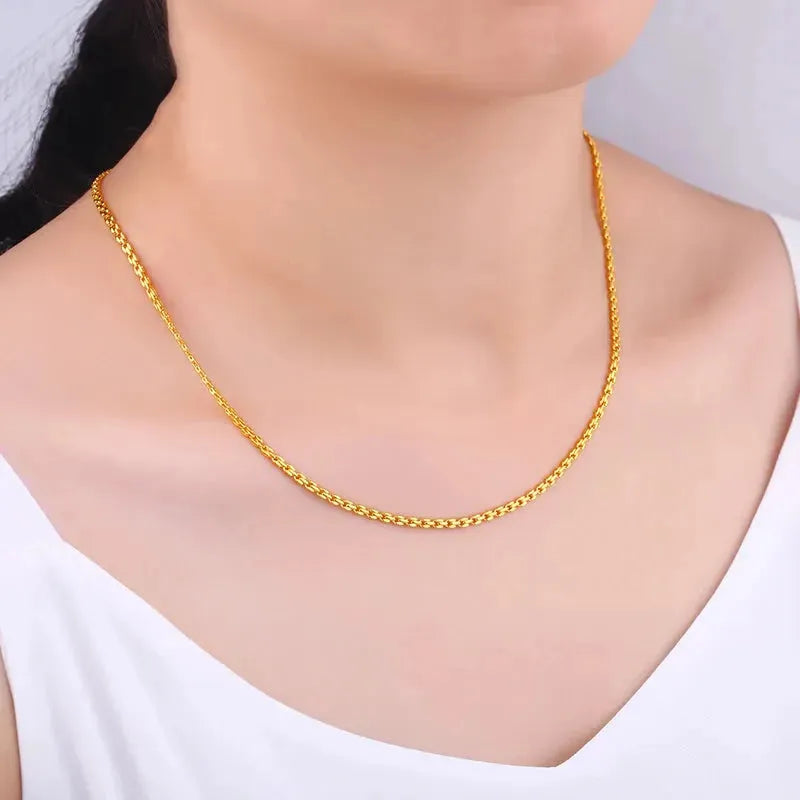 24K Pure Gold Necklace Real AU 999 Solid Gold Chain for Women - Classic & Stylish Fine Jewelry Gift for Anniversary, Valentine's Day & Special Occasions