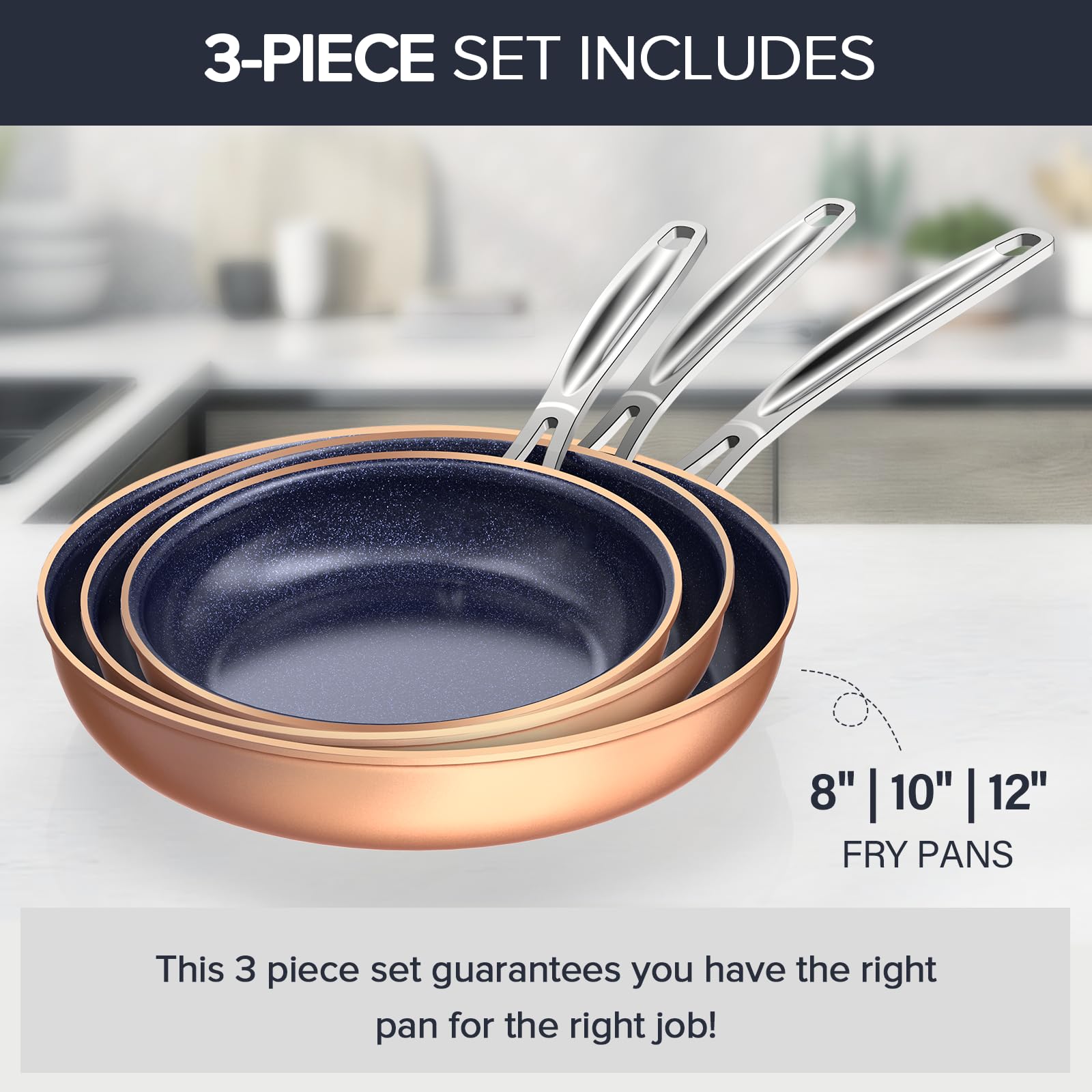 Nuwave 3-Piece Forged Lightweight Frying Pan Set (8