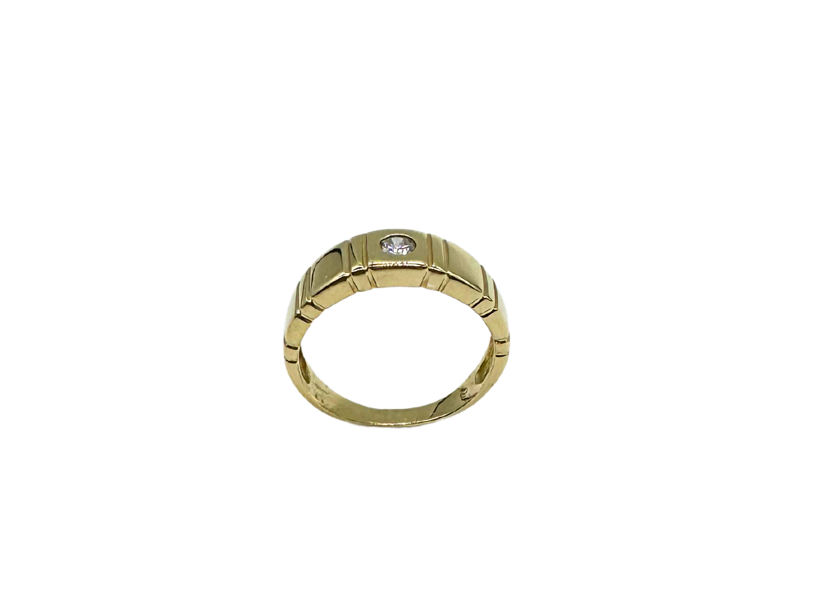 14K Yellow Gold Ribbed 6 Bar Ring with 20 PTW Bezel Set Diamonds - Elegant Stackable Ring for Women, Perfect for Everyday Wear, Anniversary Gifts & Special Occasions