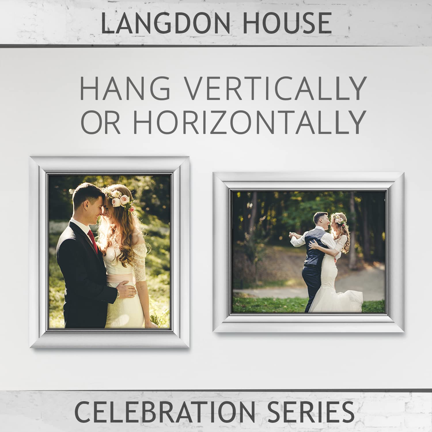 Silver 8x10 Picture Frames 3 Pack - Wall or Tabletop Display for Photos