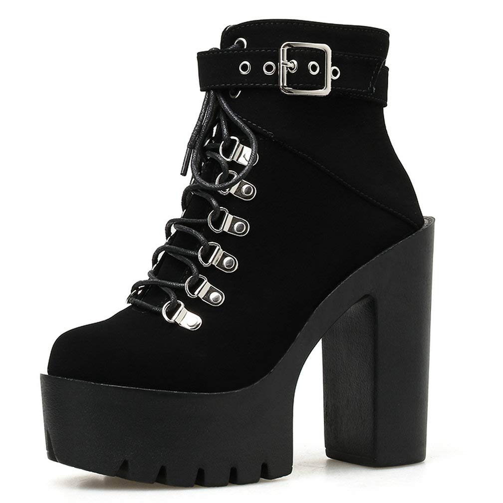 Gothic Platform Combat Boots for Women - Punk Chunky Heel Lace Up Ankle Booties | Perfect for Halloween, Cosplay & Alternative Fashion Outfits