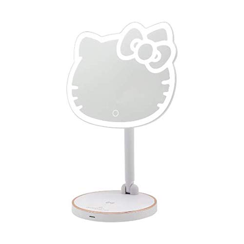 Hello Kitty Rechargeable LED Makeup Mirror Set with Adjustable Light - Portable Vanity Mirror for Girls & Women | Perfect for Home Dressing Table, Travel, and Gift Giving