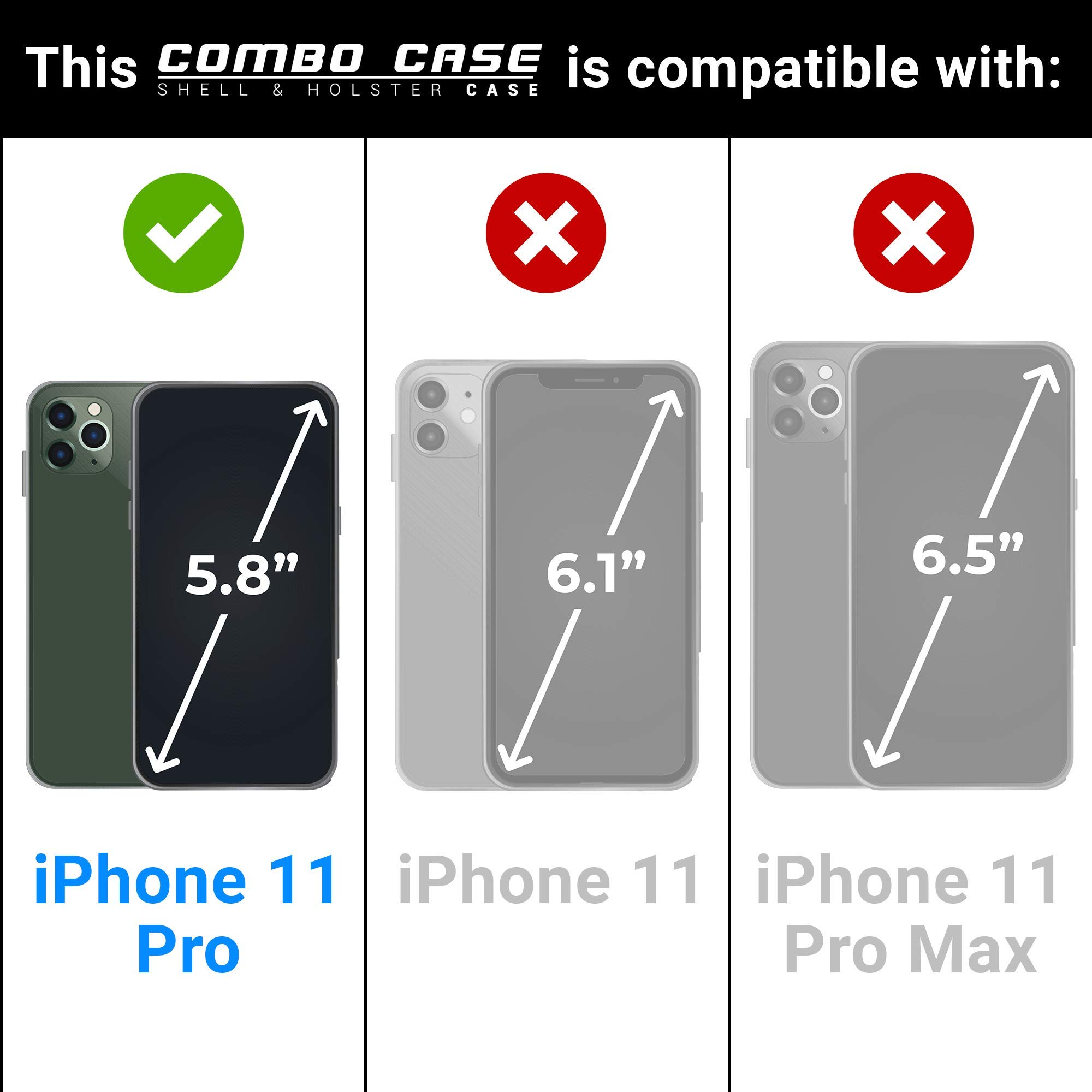 Aduro Slim Shell Combo Case & Swivel Belt Clip Holster for iPhone 11 Pro - Built-in Kickstand | Protective Cover for Apple iPhone 11 Pro | Perfect for Work, Travel & Outdoor Activities