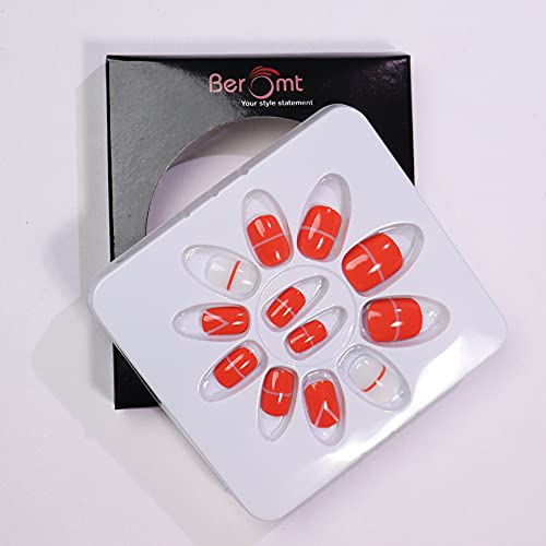 Beromt 12 Pcs Printed False Nails Kit - Cute Multicolor Artificial Nails with Nail Glue & Stickers for Women | Perfect for Parties, Weddings & Daily Nail Art Designs (BFN534CN)