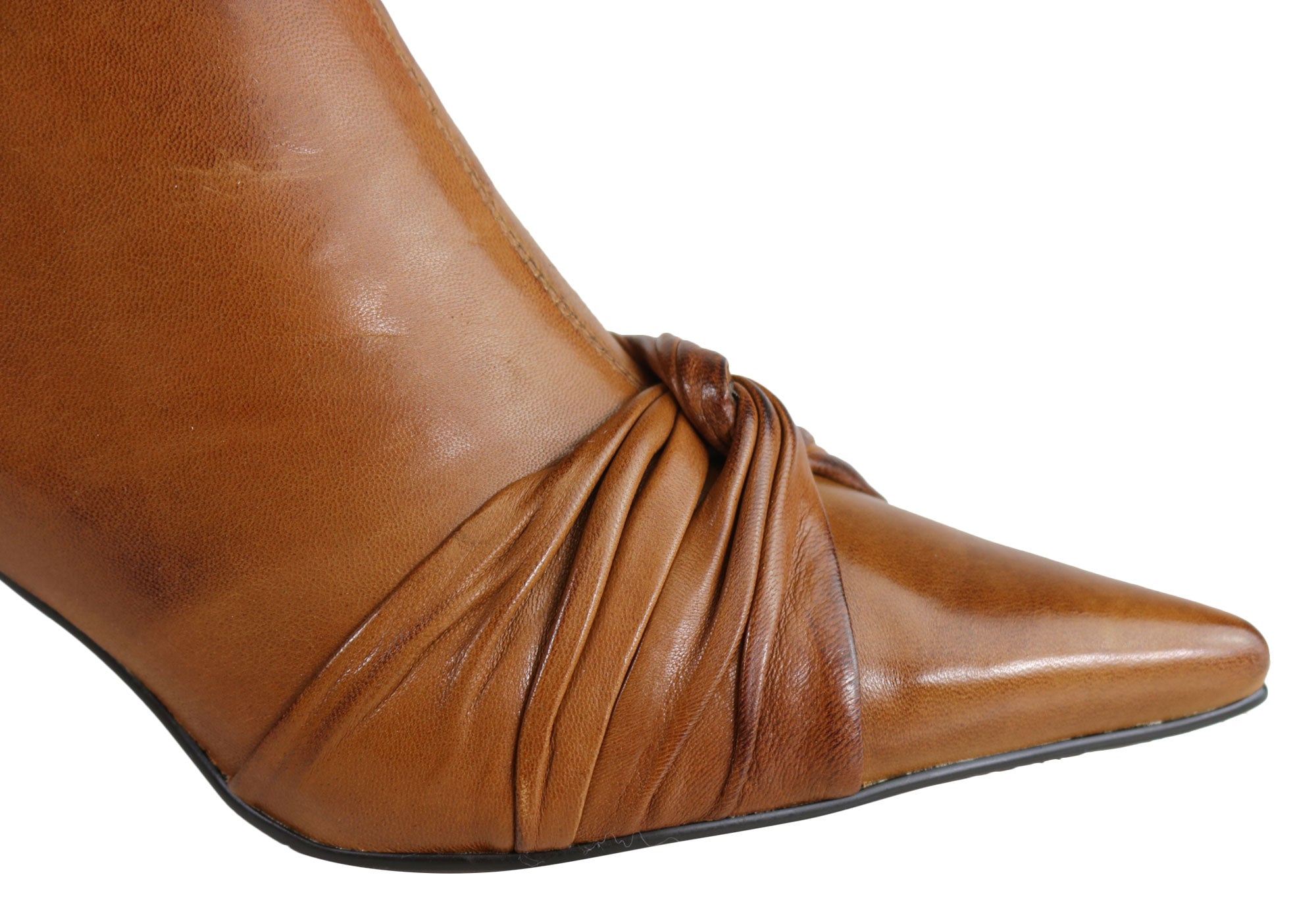 Orizonte Women's Mid Heel Leather Pointed Toe Ankle Boots - Stylish & Comfortable for Work, Party & Fall Fashion