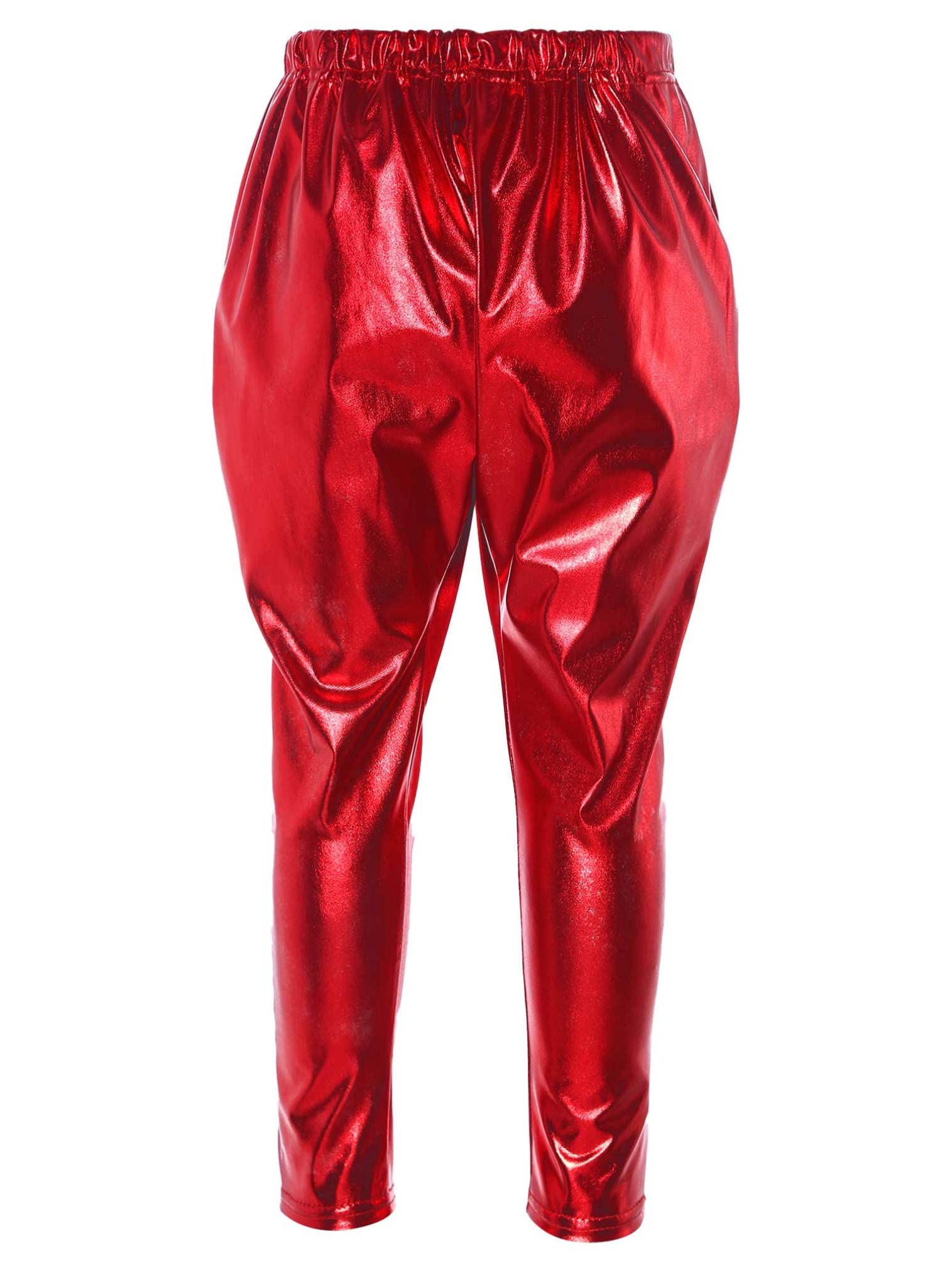 EasyForever Shiny Metallic Dance Pants for Girls & Boys - Stretchy Harem Tights for Jazz, Hip Hop, Latin & Ballet - Perfect for Dance Classes, Performances & Costumes