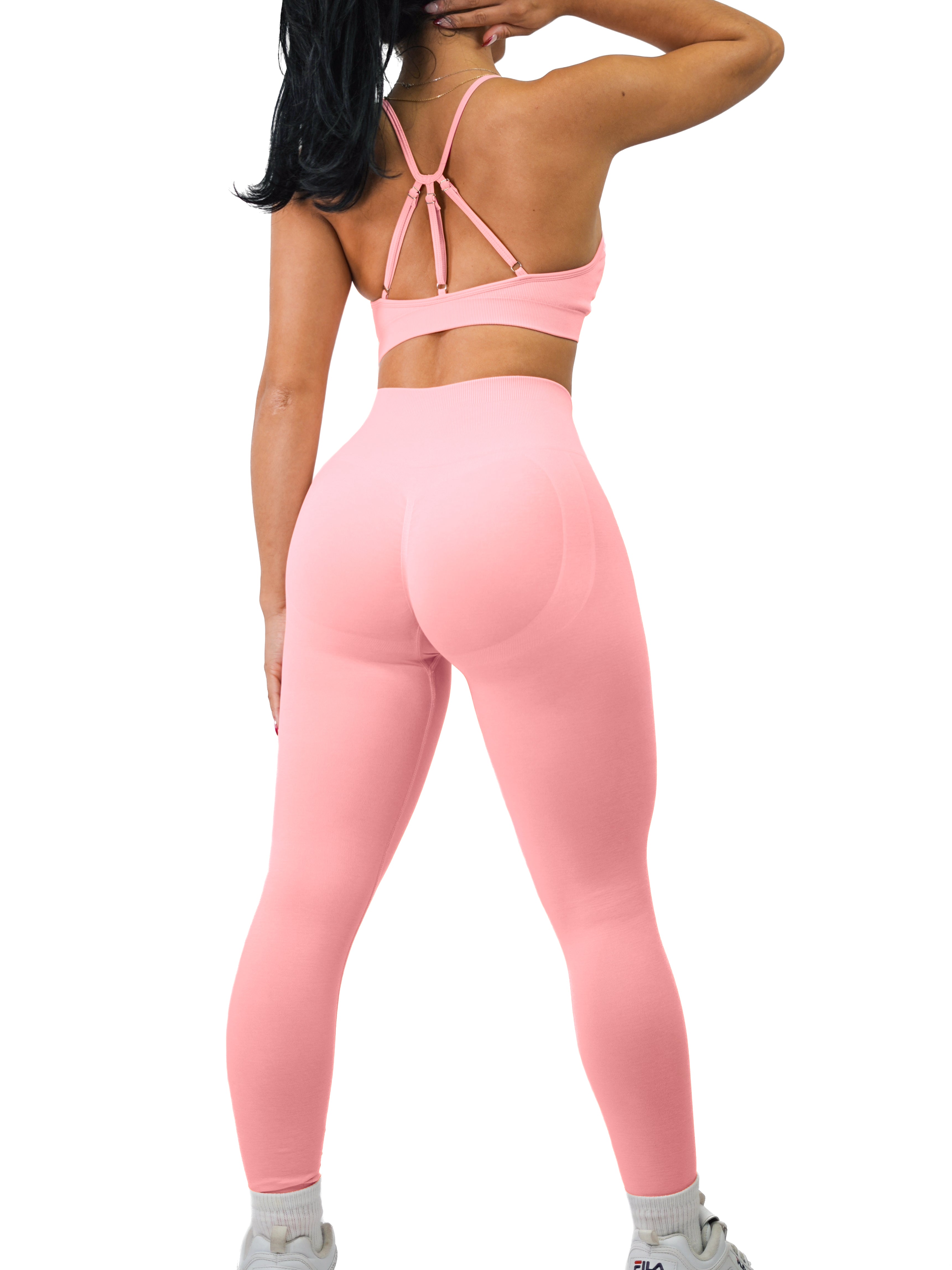 Mid Waist Contour Leggings for Women - High Waisted Tummy Control Yoga Pants in Pretty Pink | Perfect for Workouts, Yoga & Everyday Wear