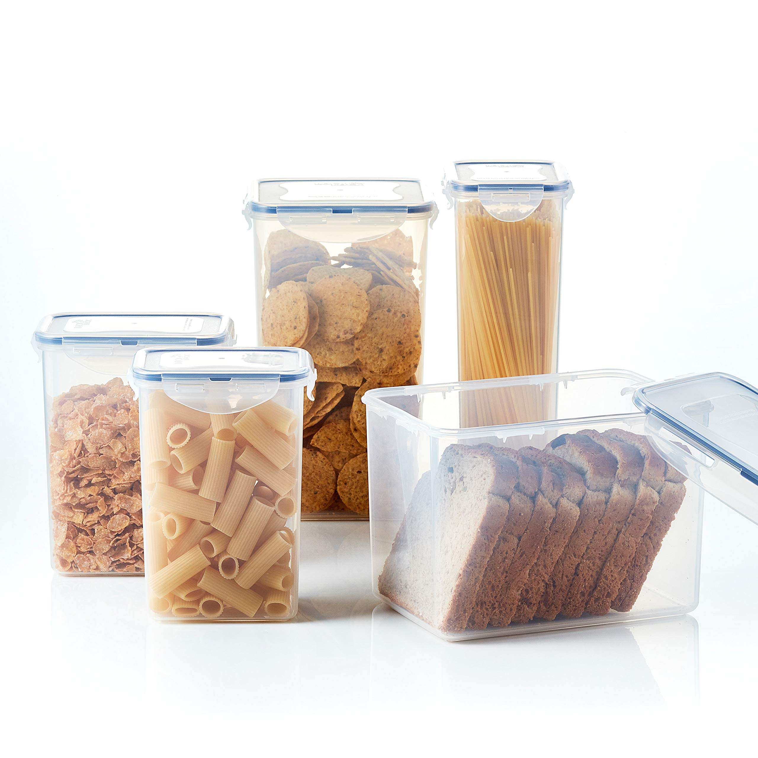 LocknLock Airtight Food Storage Container Set - 4-Piece Clear Rectangular Tall Containers (7.61 Cup) for Kitchen Pantry Organization & Meal Prep