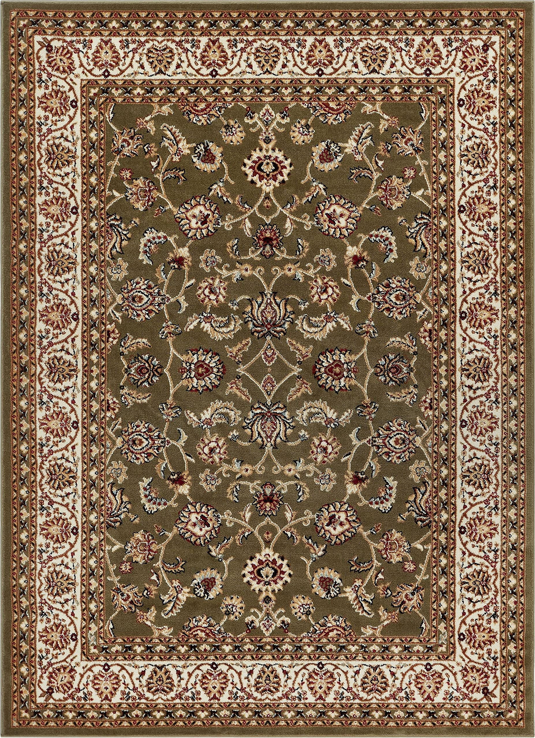 Well Woven Barclay Collection Sarouk Green 6x9 Area Rug - Soft Modern Handmade Wool Carpet for Living Room, Bedroom, Dining Room - Perfect for Home Decor, Office & High Traffic Areas