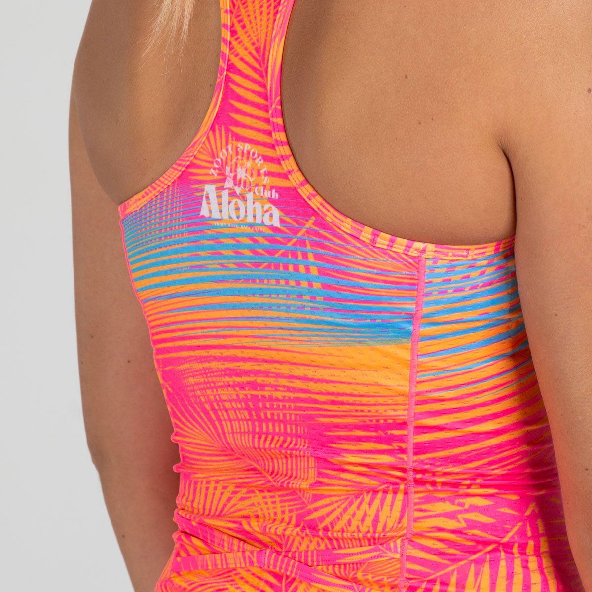 Women's Limited Edition Tri Racerback Tank Top - Club Aloha Print | Workout, Yoga & Beachwear for Active Lifestyles