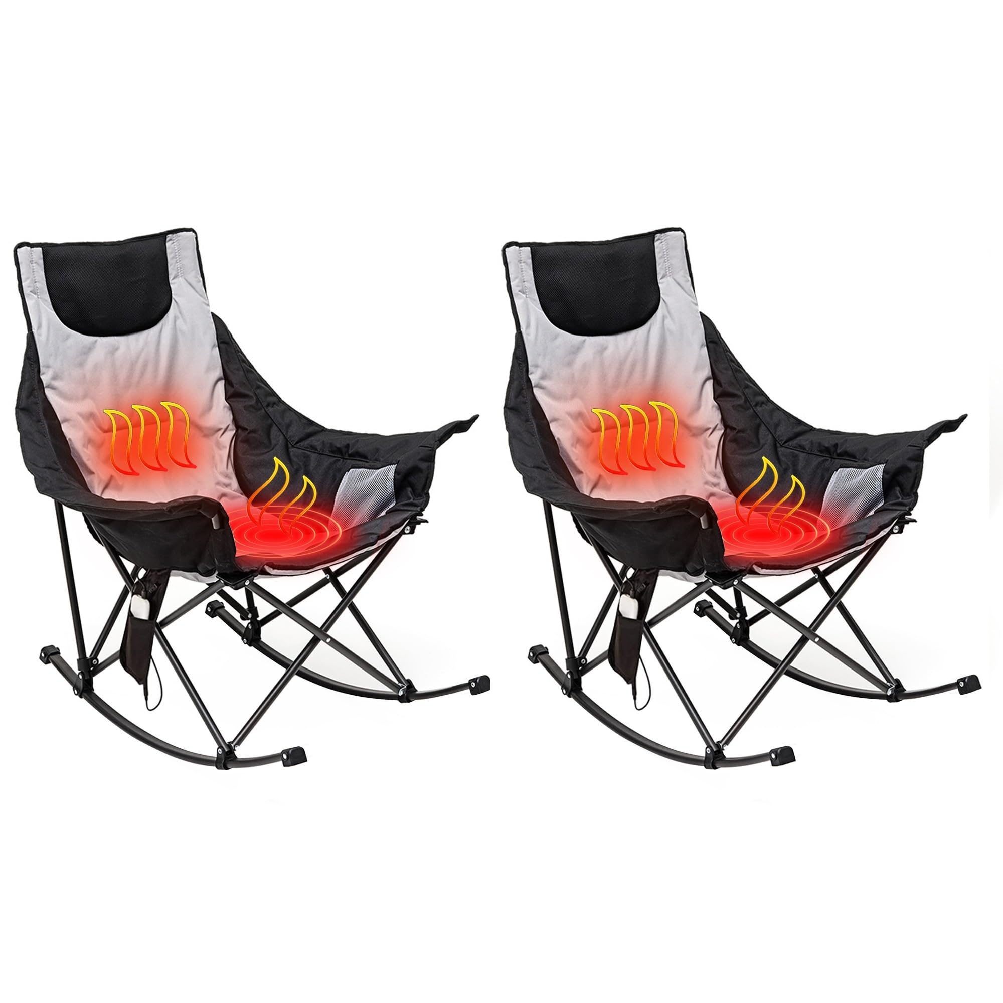 **SUNNYFEEL Heated Rocking Camping Chair - 500lbs Heavy Duty Folding Chair with Back & Seat Heating for Outdoor Sports, Patio, and Winter Camping - Fully Padded Portable Heated Rocker for Adults**    *(Perfect for camping, fishing, tailgating, backyard relaxation, and cold-weather outdoor activities!)*