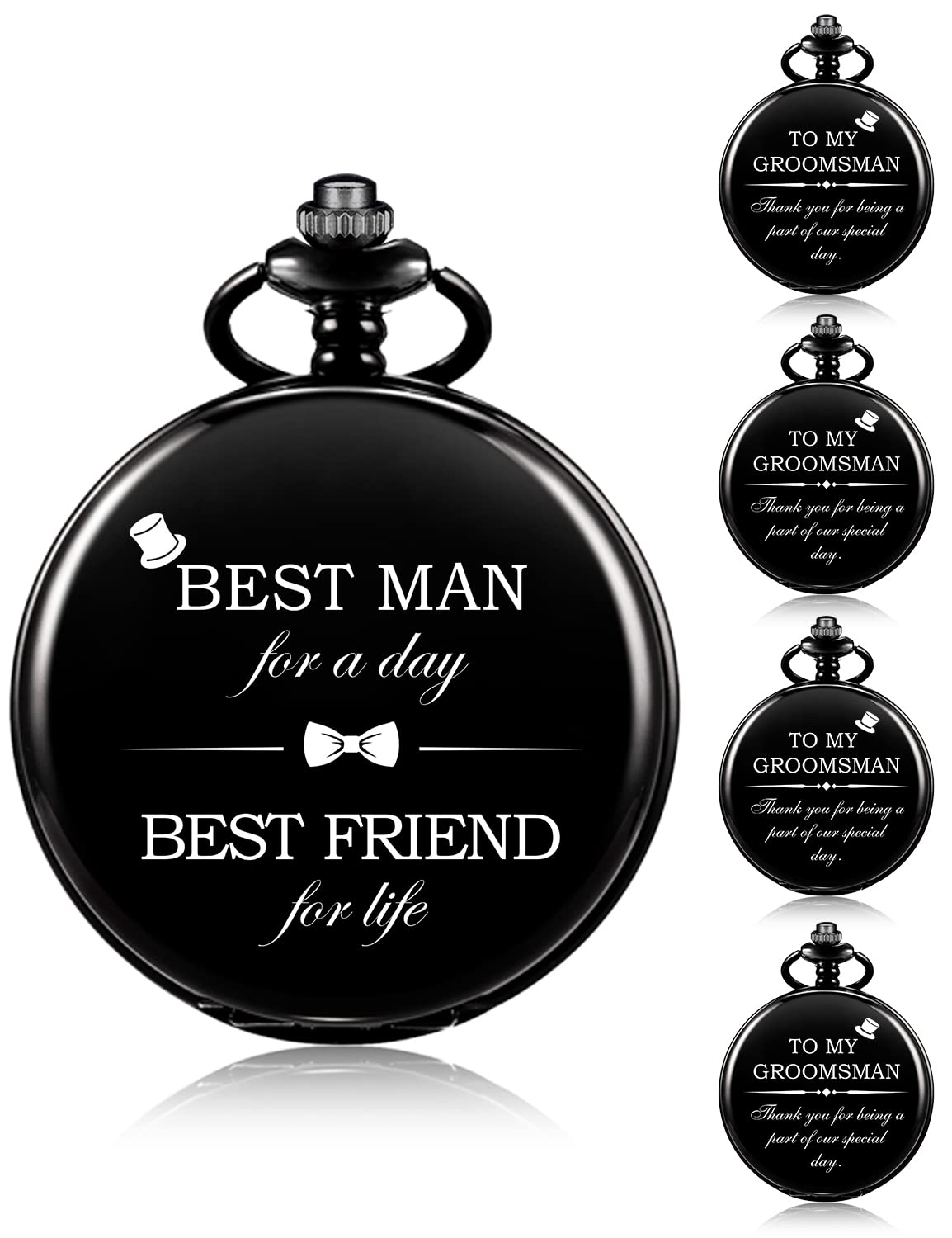 ManChDa Engraved Pocket Watch for Men - Premium Groomsmen Gift Set, Best Man Wedding Accessories - Perfect for Weddings, Anniversaries & Special Occasions