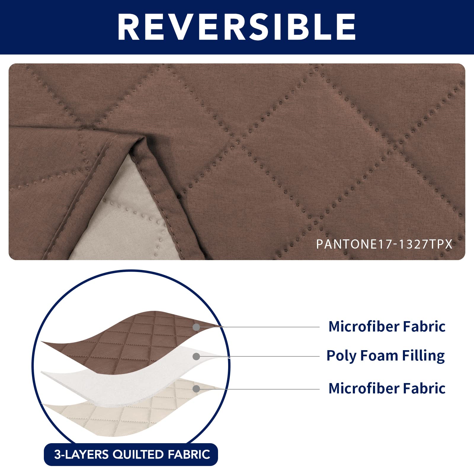 PureFit Waterproof Reversible Sofa Cover for Recliner 3-Seater - Non-Slip Split Design, Washable Furniture Protector for Pets & Kids (Brown/Beige) - Perfect for Living Room, Family Room & Pet-Friendly Homes