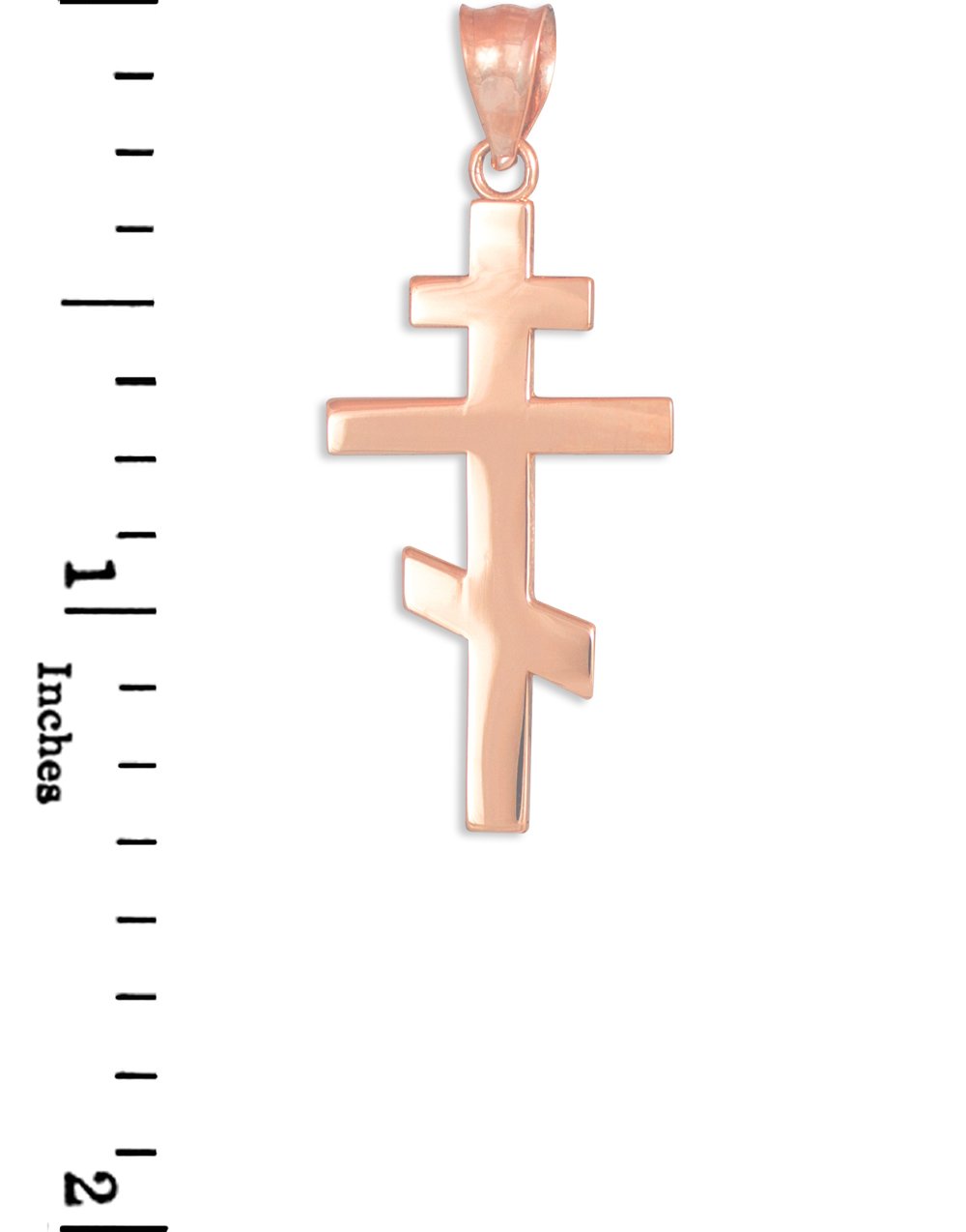 10k Rose Gold Russian Orthodox Cross Pendant for Women - Elegant Religious Jewelry Gift for Baptism, Church & Everyday Wear