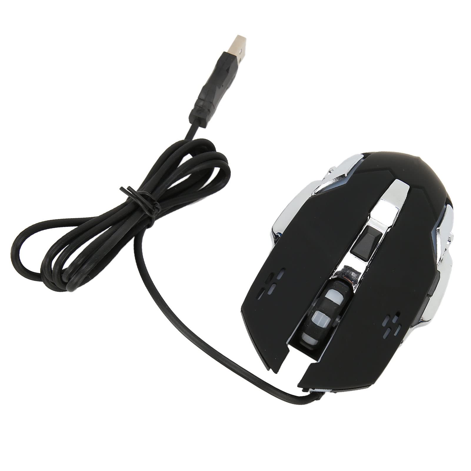 KIMISS RGB Wired Gaming Mouse - 6 Buttons, 4 Adjustable DPI (1200/1600/2400/3600), Ergonomic USB Optical Computer Mouse with White Audible Click - Perfect for PC Gaming, Office Work & Home Use (Black Version)