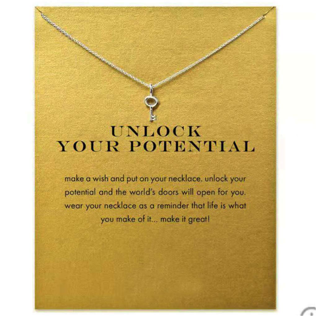 Timesuper Friendship Key Clavicle Necklace with Blessing Card - Dainty Key Pendant Necklace for Best Friends, Sisters & Couples - Perfect Gift for Birthdays, Anniversaries & Valentine's Day